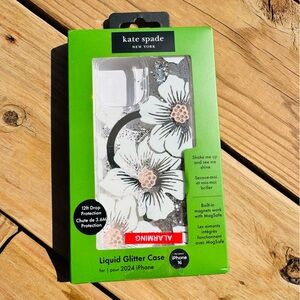 NWT Kate Spade iPhone 16 Liquid Glitter Case - Floral MagSafe